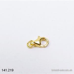 Verschluss Karabiner 8,2 mm, Ring offen 3,5 mm / 925 Silber vergoldet