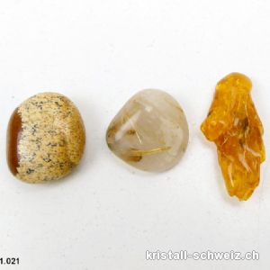 Wassersteine Allergie - Heuschnupfen, 3 Edelsteine mit Bernstein