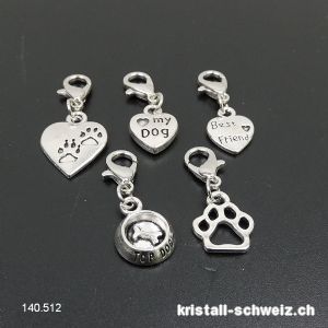 Los 5 Charms 1 bis 1,5 cm und Haken, aus Metall versilbert. SONDERANGEBOT