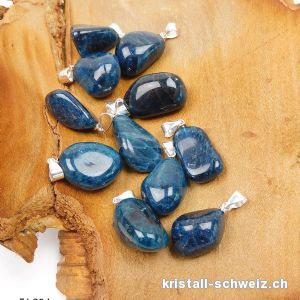 Anhänger Apatit blau 1,7 - 2,3 cm mit 925 Silberöse