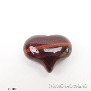 Herz Tigerauge rot 2,5 x 2 cm, bauchig