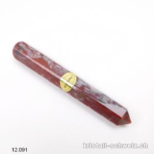 Massagestab hexagonal Heliotrop rot 9,7 cm. Unikat