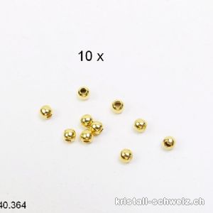 10 Stk - Perlen oder Questschösen 2 mm, 925 Silber vergoldet