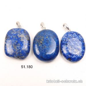 Anhänger Lapislazuli flach mit 925 Silberöse, ca. 2,5 cm