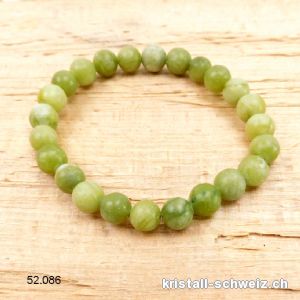 Armband Jade Serpentin 8-8,5 mm, elastisch 18 cm. Grösse M