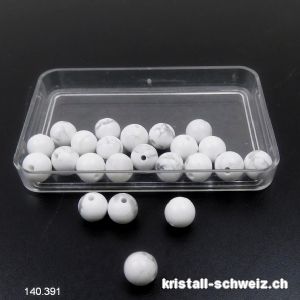 Magnesit - Howlith weiss, Kugel gelocht 6,5 mm