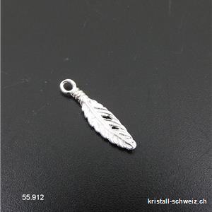 Charm Feder flach aus 925 Silber, 18 mm