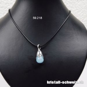 Anhänger Aquamarin aus 925er Silber mit Gratis Lederlook-Kette. Sonderangebot