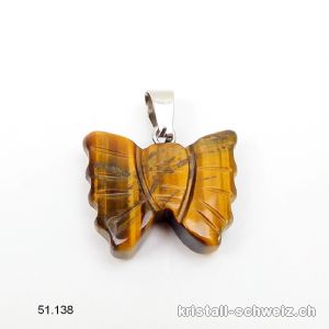 Anhänger Tigerauge SCHMETTERLING an Metallöse 2 x 1,7 cm