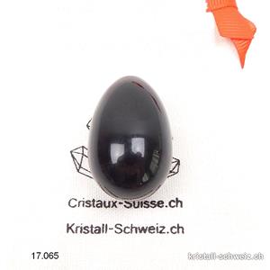 1 YONI Ei Obsidian schwarz 4 x 2,5 cm. Grösse M. Ungebohrt