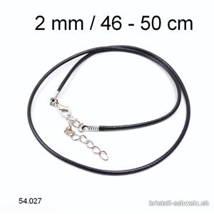 Halskette Leder-Look schwarz 2 mm, verstellbar 46 bis 50 cm