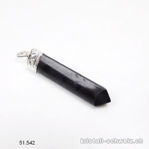 Anhänger schwarzer Turmalin poliert 3,8 - 4,2 cm mit Metall. Sonderangebot