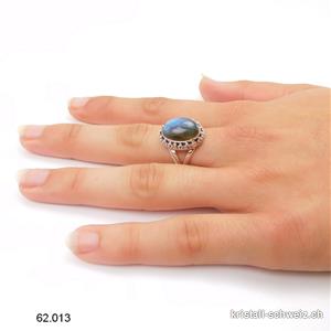 Ring Labradorit blau aus 925 Silber. Gr. 54
