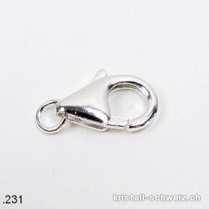 Verschluss Karabiner 12 x 7 mm, Ring offen 5 mm / 925 Silber RHODINIERT