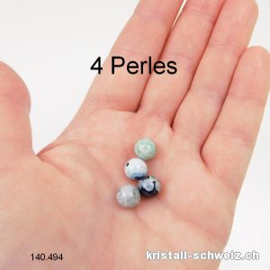 4 x Jaspis grün-grau-schwarz, Kugeln gelocht 8 - 8,5 mm. Sonderangebot
