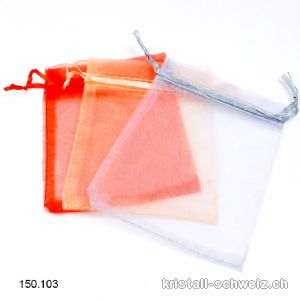 Set 3 Organza Beutel rot - pfirsich - silber 11 x 8,5 cm. SONDERANGEBOT