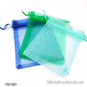 Set 3 Organza Beutel blau - dunkle grün - hellgrün 11 x 8,5 cm. SONDERANGEBOT