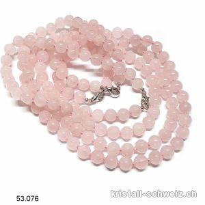Halskette Rosenquarz geknotet 8 mm / 49 cm