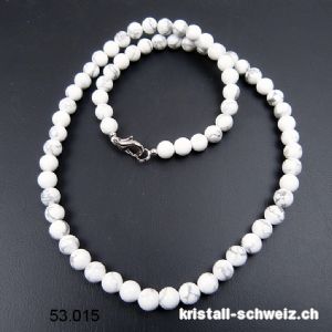 Halskette Magnesit - Howlith weiss 6 mm / 45 cm