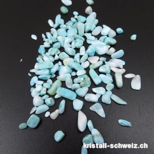 15 Gramm Larimar, Granulat XS ca. 2 bis 10 mm. Sonderangebot