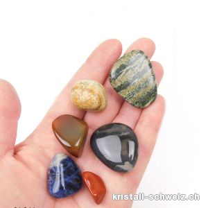 6 Halbedelsteinen mit Organzabeutel - Entdeckungsset. Sonderangebot