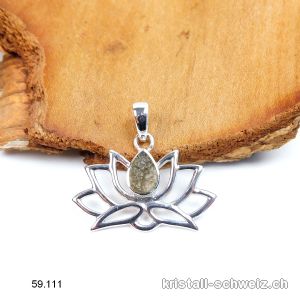Anhänger Moldavit roh - LOTUS  aus 925 Silber