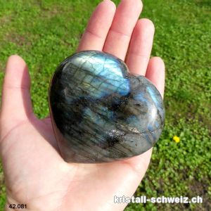 Herz Labradorit 7,5 cm. Einzelstück 275 Gramm
