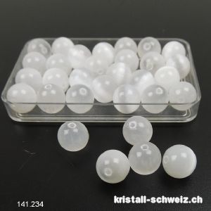 Selenit weiss, Kugel gelocht 8 mm