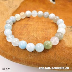 Armband Aquamarin mix 8 - 8,5 mm, elastisch 18,5 cm. Grösse M. Sonderangebot