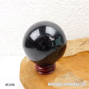 Kugel Turmalin schwarz - Schörl mit Albit Ø 5,6 cm. Unikat 300 Gramm