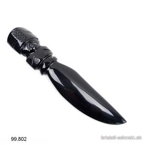 Ritual-Messer aus Obsidian schwarz. Einzelstück 19 cm