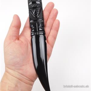 Ritual-Messer aus Obsidian schwarz. Einzelstück 20 cm
