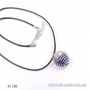 Anhänger Amethyst in Metallspirale mit Lederlook-Kette. SONDERANGEBOT
