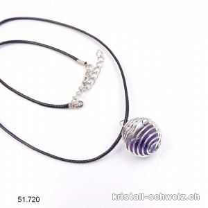 Anhänger Amethyst Metallspirale mit Lederlook-Kette. SONDERANGEBOT