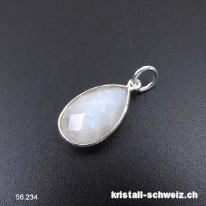 Anhänger Mondstein Regenbogen, Tropfen aus 925 Silber