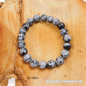 Armband Obsidian Schneeflocken 8 - 9 mm / 16 - 16,5 cm. Grösse S