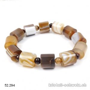 Armband Achat Kaffee gebändert 12 mm, elastisch 18,5 - 19 cm. Sonderangebot