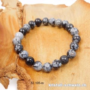 Armband Obsidian Schneeflocken 8 - 9 mm / 18 cm. Grösse M