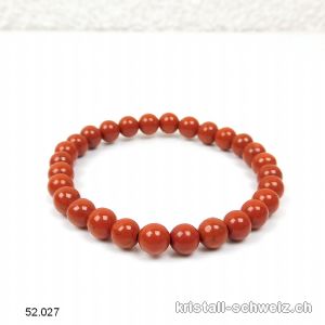 Armband Jaspis rot 6,5 mm, elastisch 17,5 - 18 cm. Grösse SM