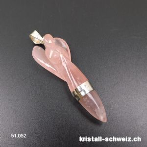 Anhänger Rosenquarz Engel 5,5 cm aus 925 Silber. Unikat