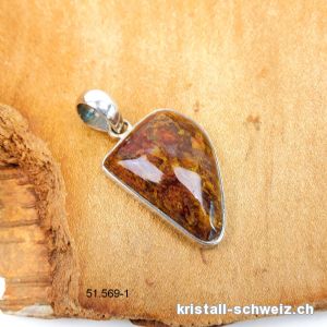 Anhänger Pietersit braun mit Bronzit aus 925 Silber. Einzelstück