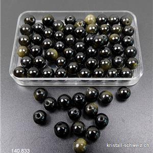 Obsidian gold und geräuchert, Kugel gelocht 5,8 - 6,3 mm
