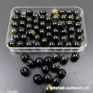 Obsidian gold und geräuchert, Kugel gelocht 5,8 - 6,3 mm