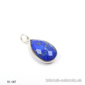 Anhänger Lapislazuli Mini-Tropfen facettiert aus 925er Silber / 1,8 x 1,2 cm