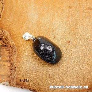 Anhänger Turmalin schwarz - Schörl 2 - 2,5 cm mit Silberöse