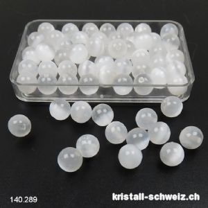 Selenit weiss, Kugel gelocht 6,5 mm