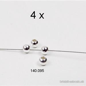 4 Stk - Questschösen oder Zwischenteile Silber 925, 3 mm / Bohrung 0,9 mm