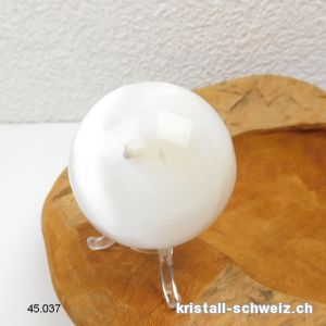 Kugel Selenit Ø 5,5 - 6 cm mit Plexi-Ständer