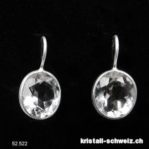 Ohrhänger Bergkristall, Oval facettiert aus 925 Silber