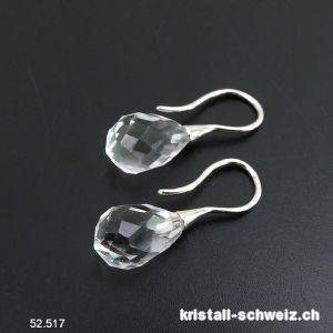 Ohrhänger Bergkristall facettiert aus 925 Silber. A-Qual.